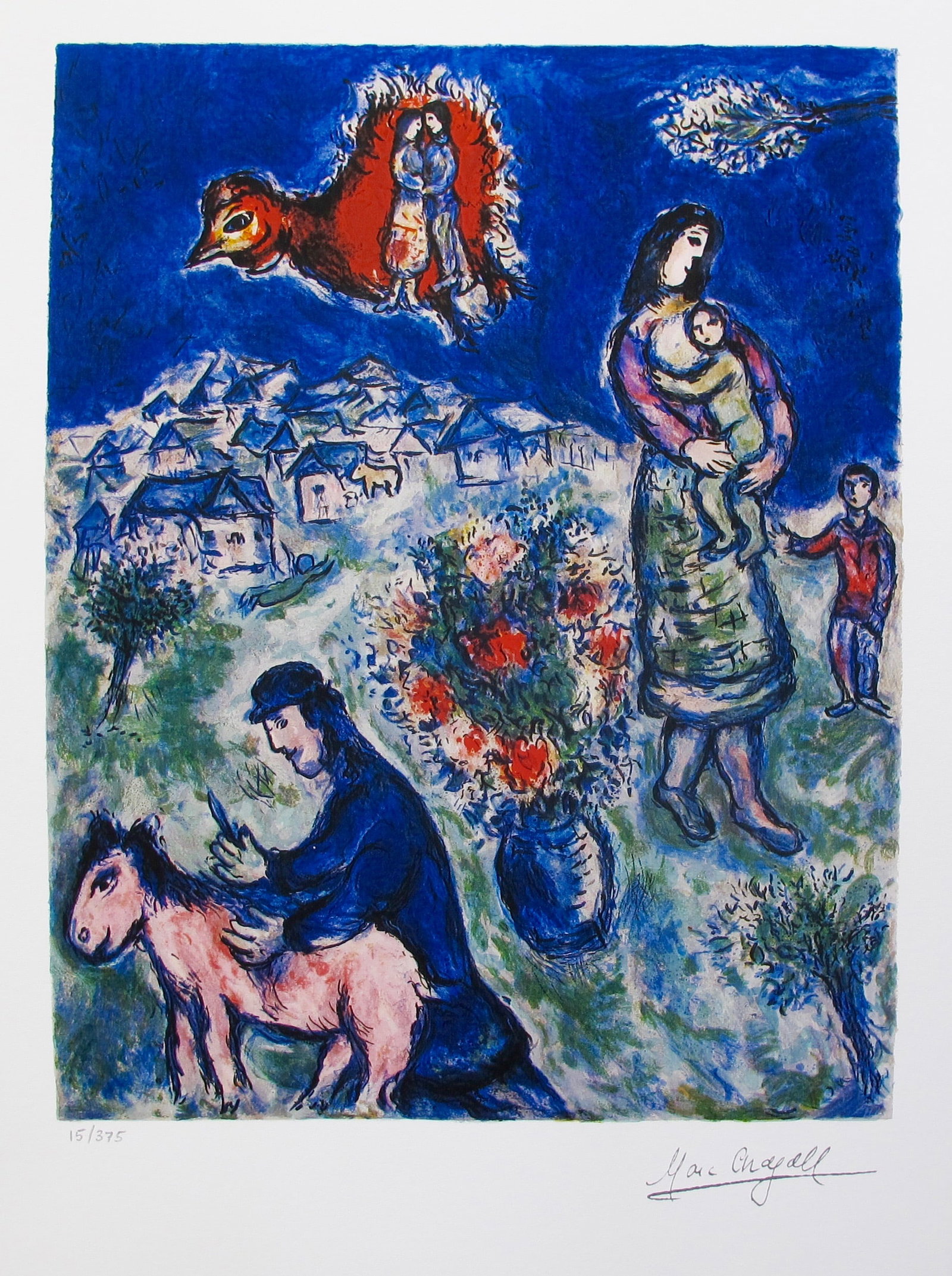 Marc Chagall SUR LA ROUTE DU VILLAGE Facsimile Signed Limited Edition Giclee (1 of 1)