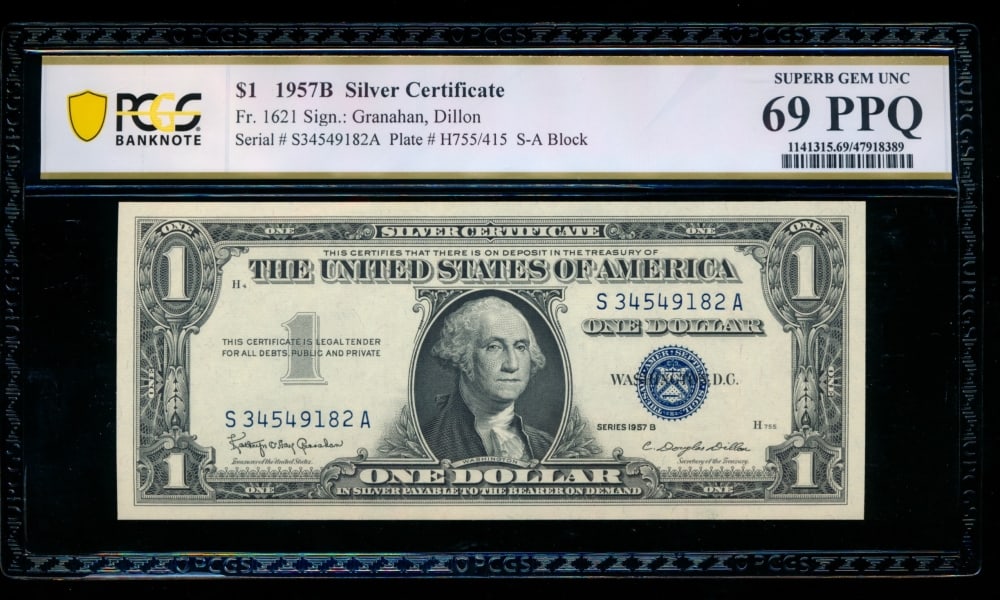 1957B $1 Silver Certificate PCGS 69PPQ (1 of 2)