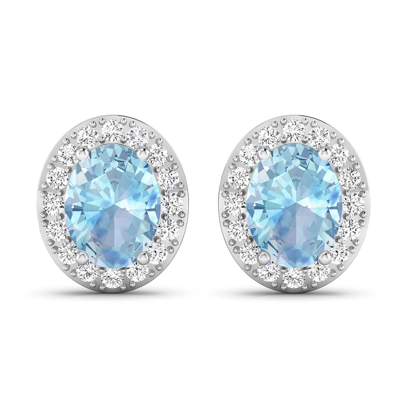 14KT White Gold 1.92ctw Aquamarine and Diamond Earrings (1 of 4)