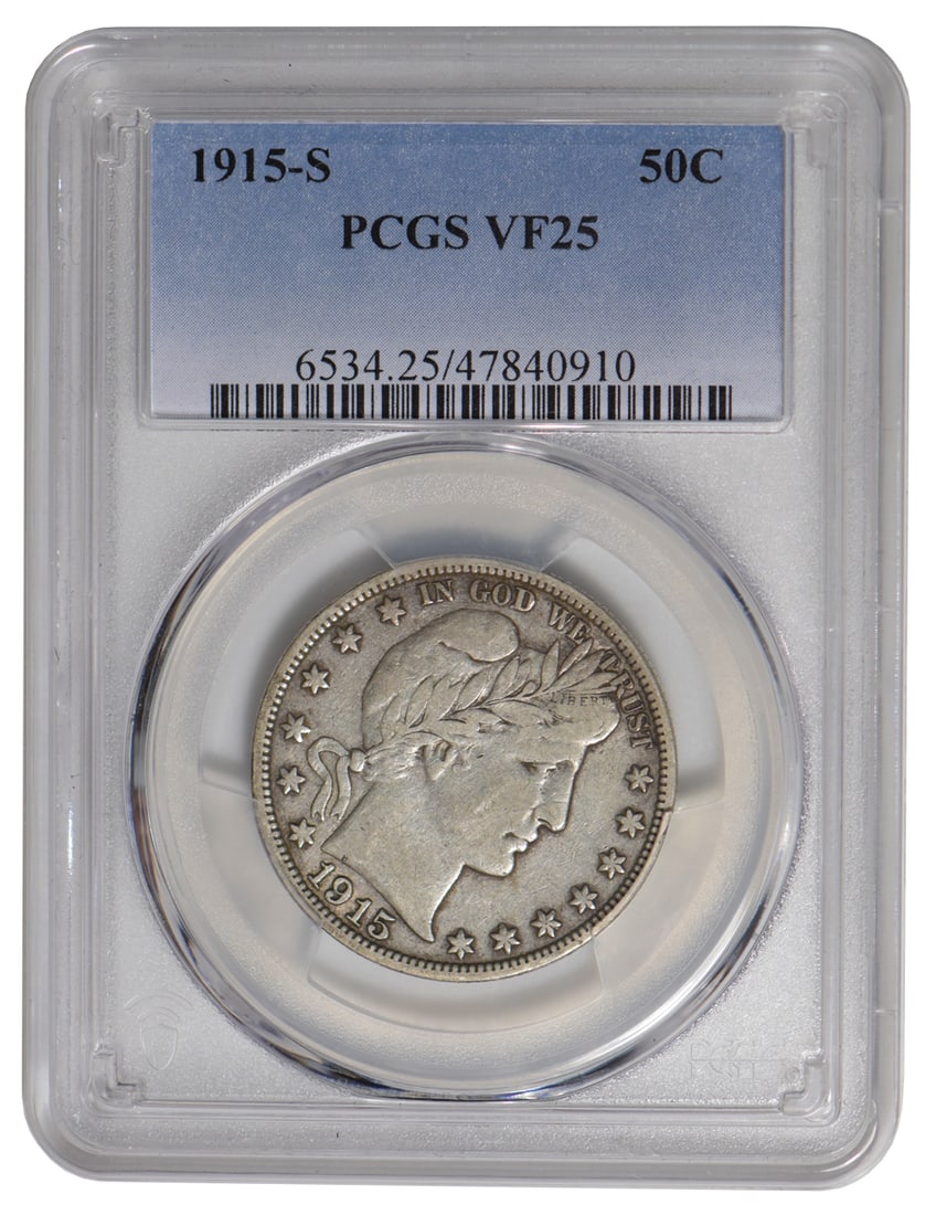 1915-S Barber Half Dollar PCGS VF25 (1 of 2)
