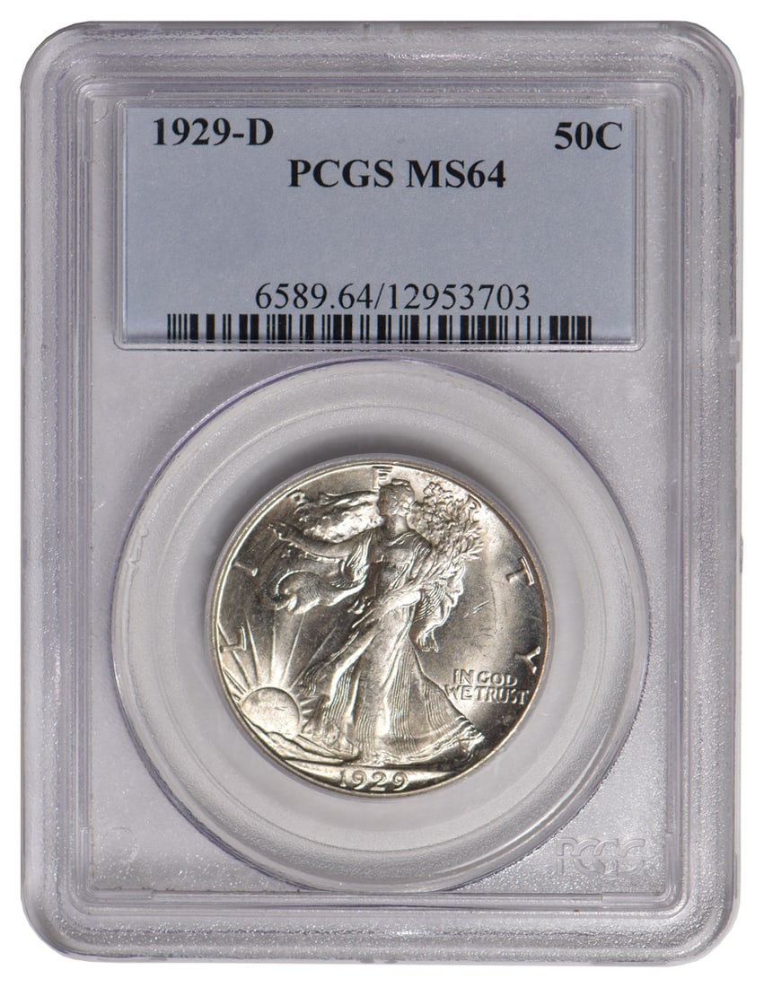 1929-D Walking Liberty Half Dollar PCGS MS64: One 1929-D Walking Liberty Half Dollar PCGS MS64.