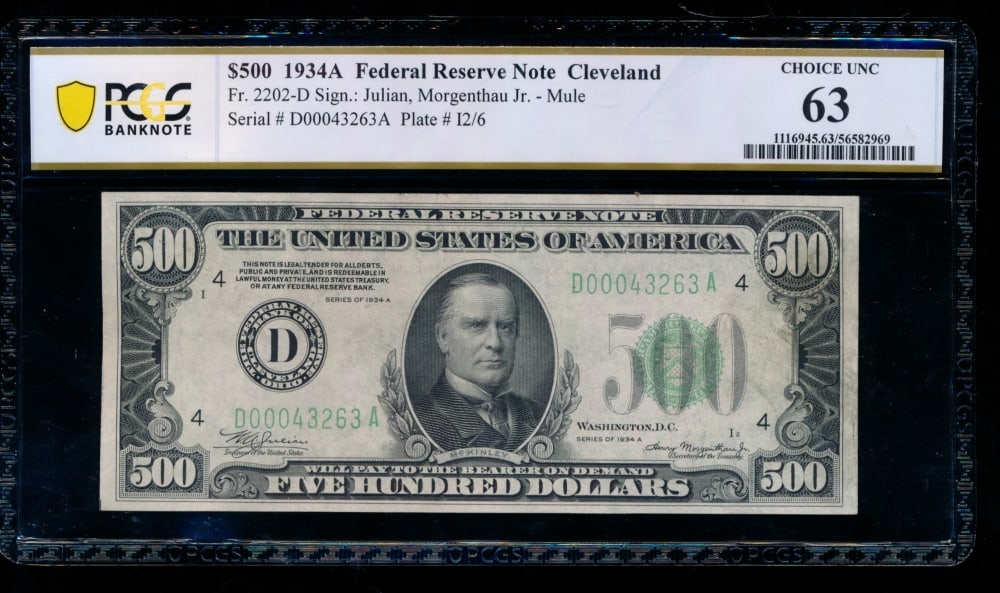 1934A $500 Cleveland FRN PCGS 63 (1 of 2)