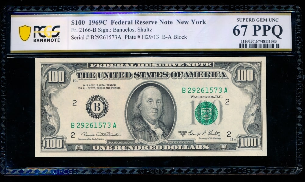 1969C $100 New York FRN PCGS 67PPQ (1 of 2)