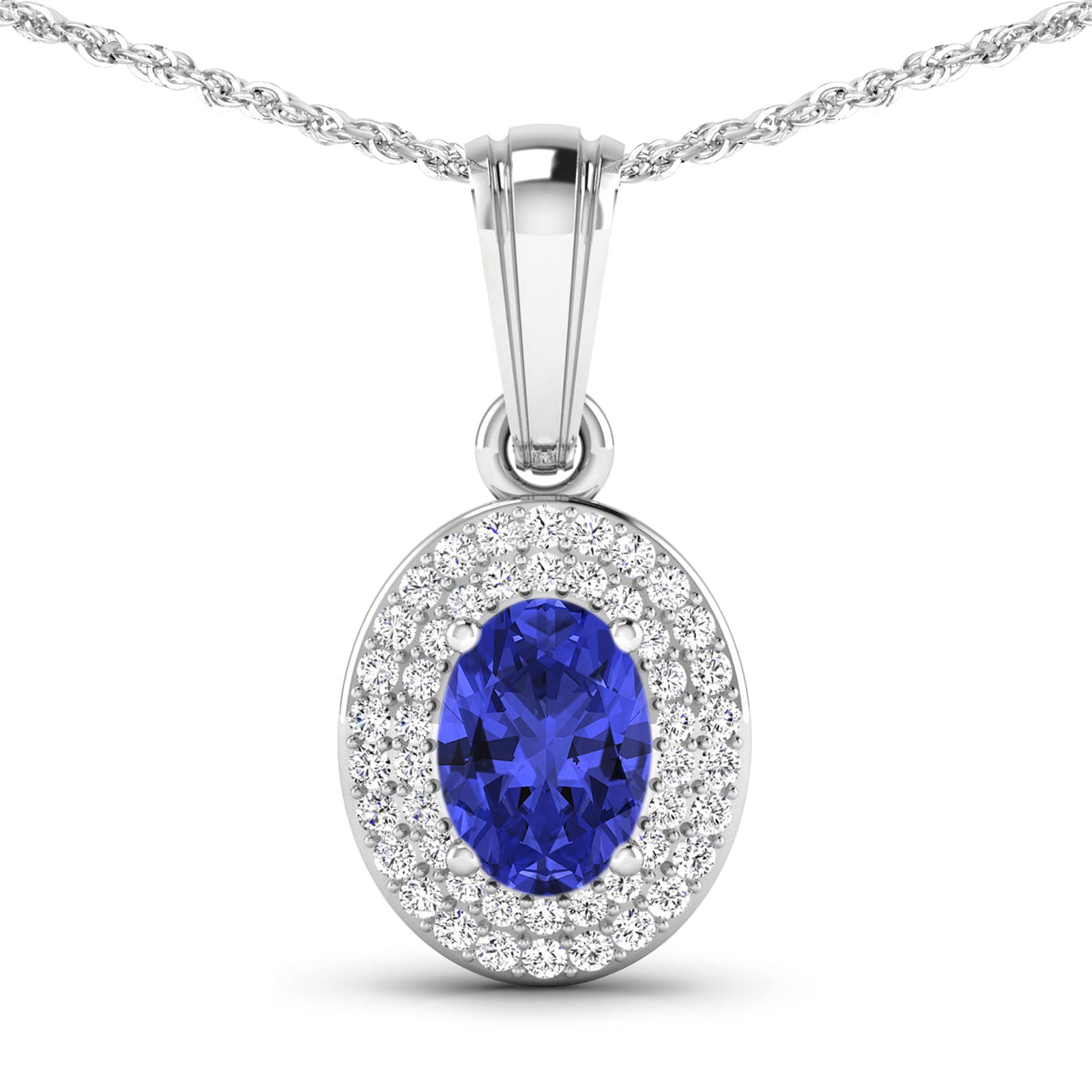 14KT White Gold 0.62ctw Tanzanite and Diamond Pendant (1 of 3)