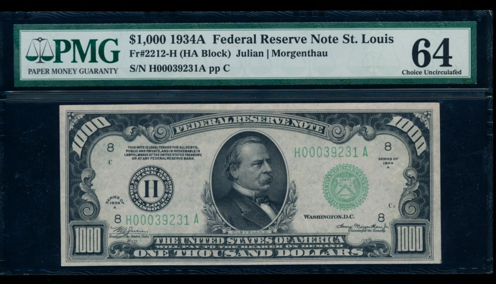 1934A $1000 St Louis FRN PMG 64 (1 of 2)