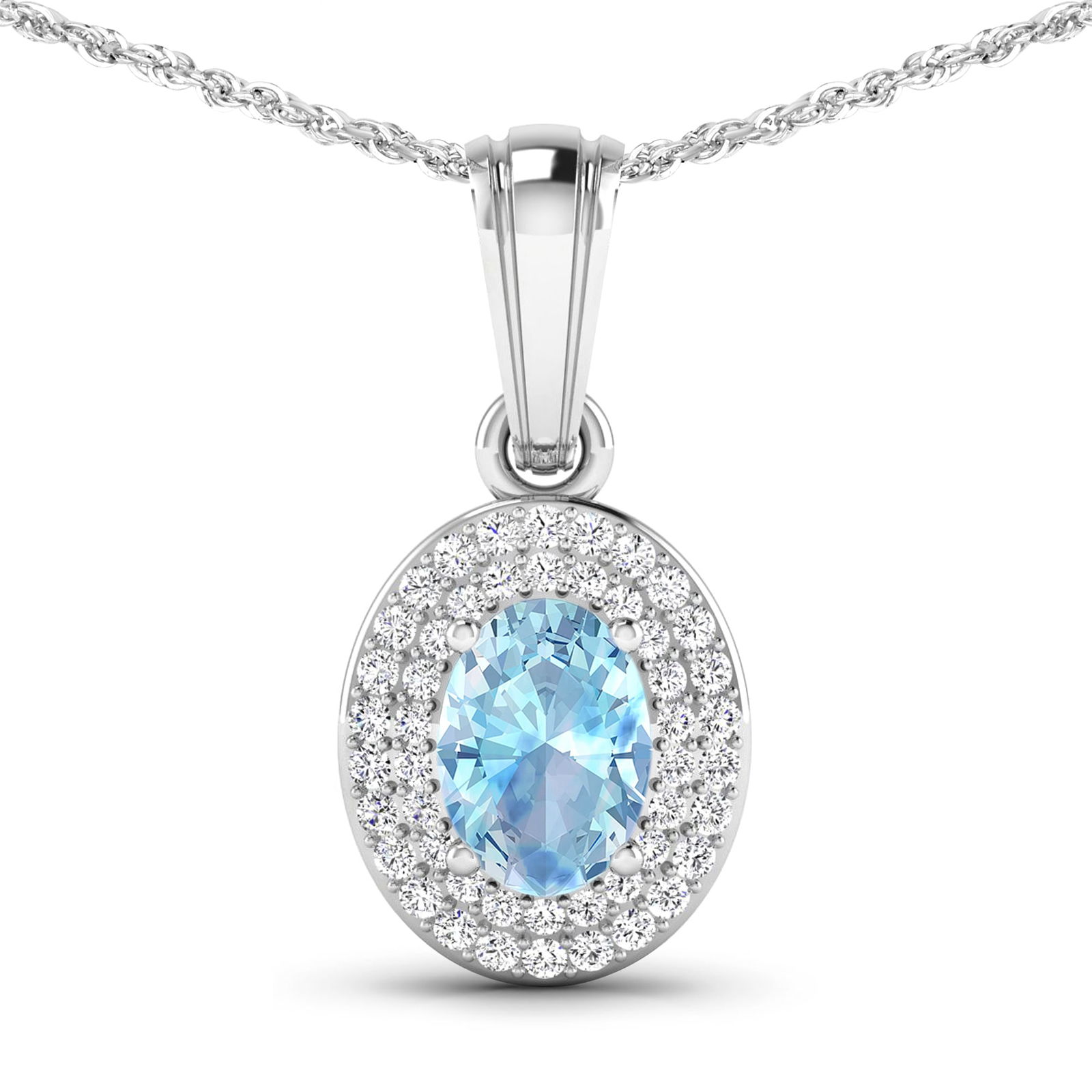 14KT White Gold 0.51ctw Aquamarine and Diamond Pendant (1 of 3)