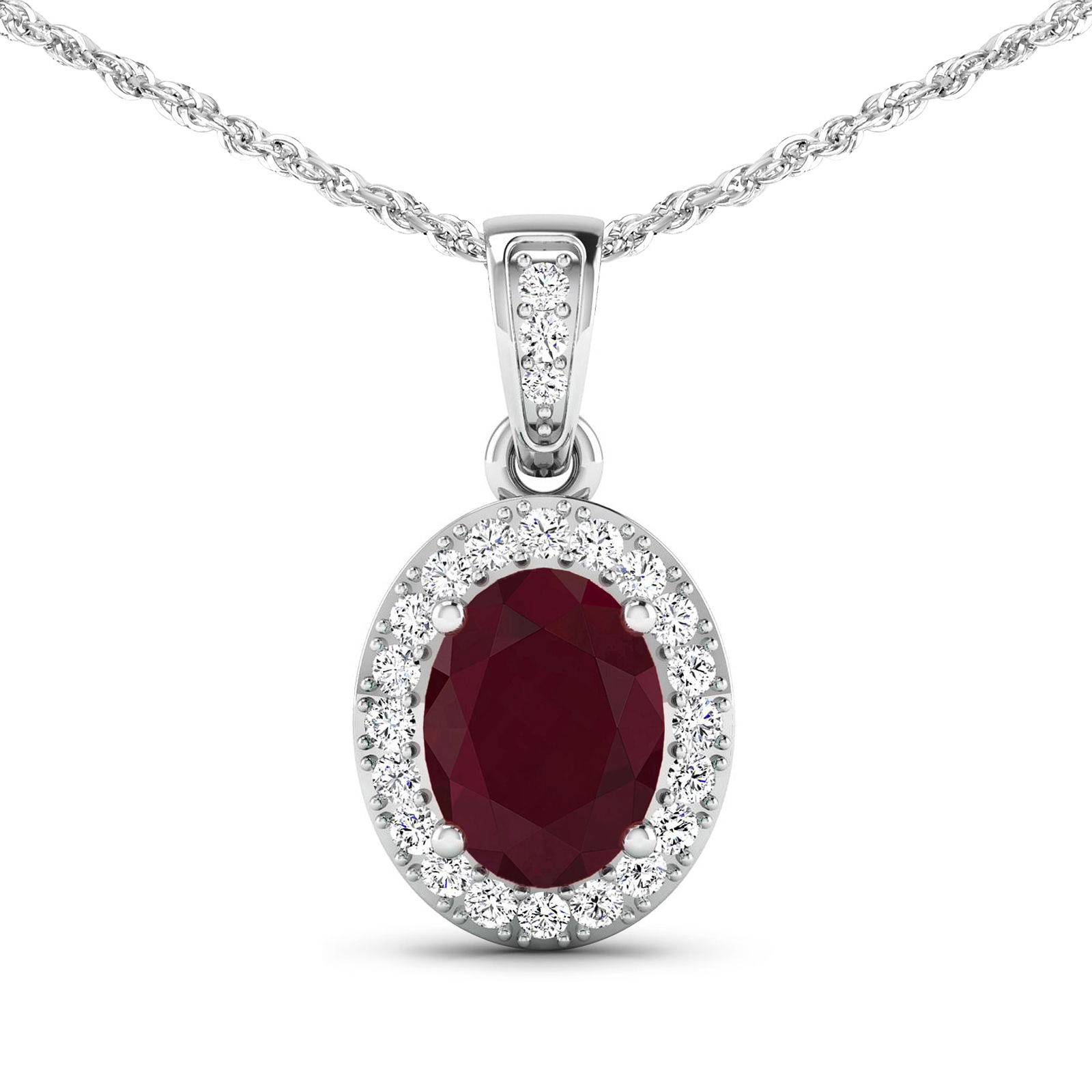 14KT White Gold 1.50ct Ruby and Diamond Pendant with Chain (1 of 3)