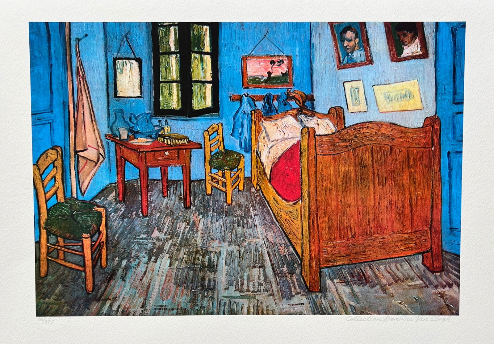 Vincent Van Gogh VAN GOGH’S BEDROOM Estate Signed Limited Edition Giclee: This is a VINCENT VAN GOGH (ESTATE COLLECTION DOMAINE) giclee titled VAN GOGHS BEDROOM. This piece is pencil signed on the lower right as Collection Domaine Van Gogh and has an embossed seal stamped b