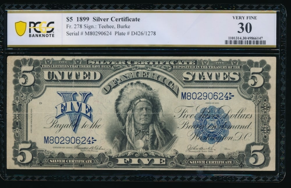 1899 $5 Chief Silver Certificate PCGS 30 (1 of 2)