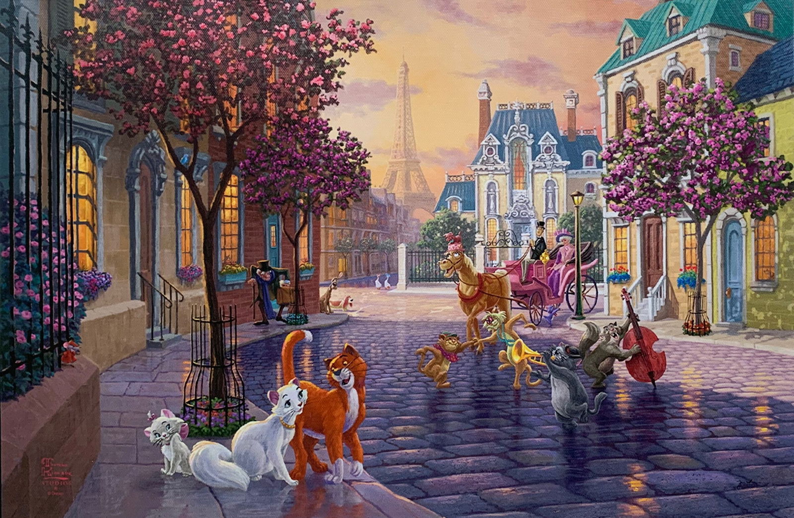 THOMAS KINKADE Aristocats Giclee on Canvas (1 of 1)
