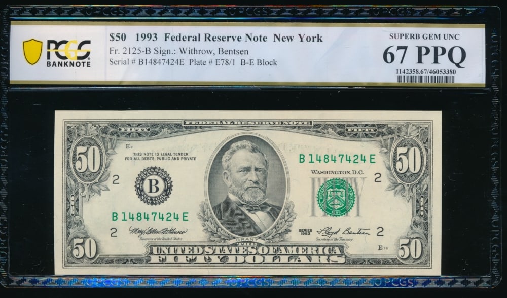 1993 $50 New York FRN PCGS 67PPQ (1 of 2)