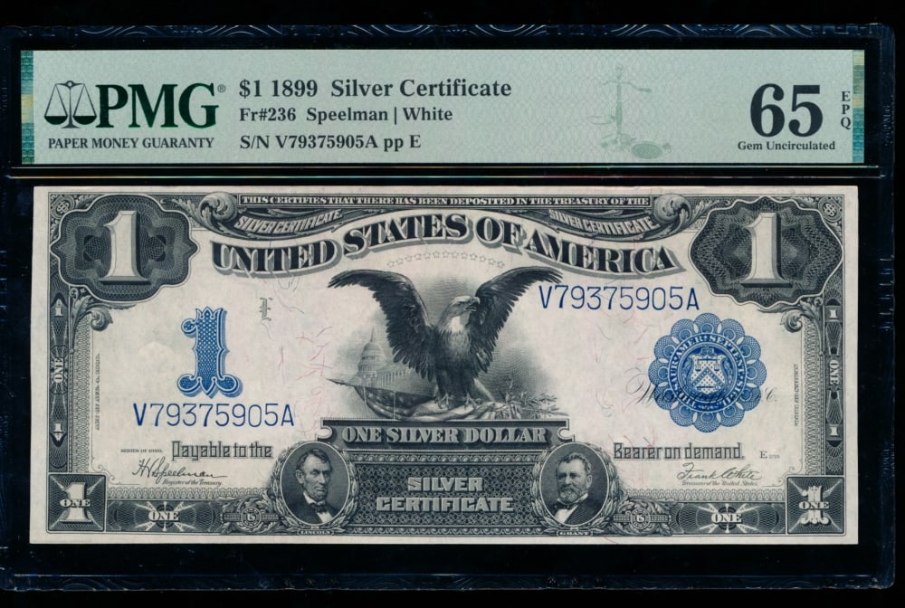 1899 $1 Black Eagle Silver Certificate PMG 65EPQ (1 of 2)