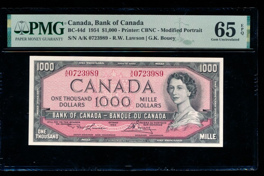 1954 $1000 Bank of Canada Note PMG 65EPQ (1 of 2)