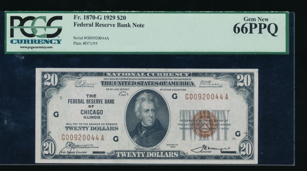 1929 $20 New York National PCGS 66PPQ (1 of 2)