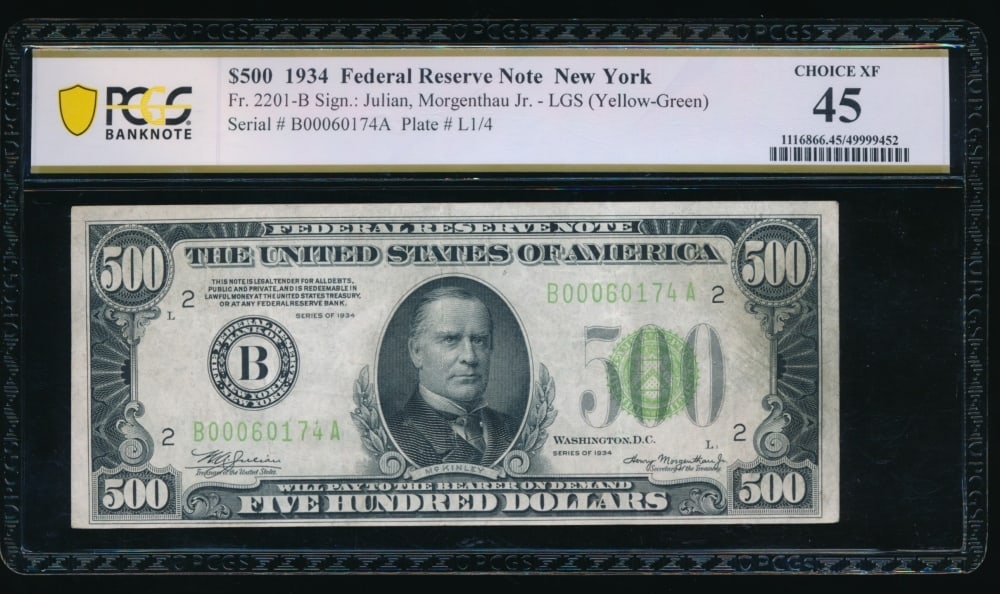 1934 $500 New York FRN PCGS 45 (1 of 2)