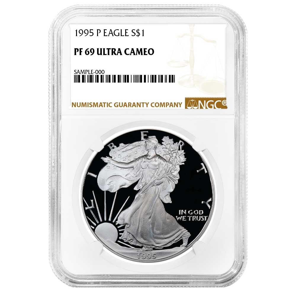 1995-P $1 Proof American Silver Eagle NGC PF69UC (1 of 2)
