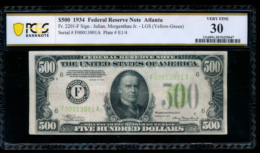 1934 $500 Atlanta FRN PCGS 30 (1 of 2)