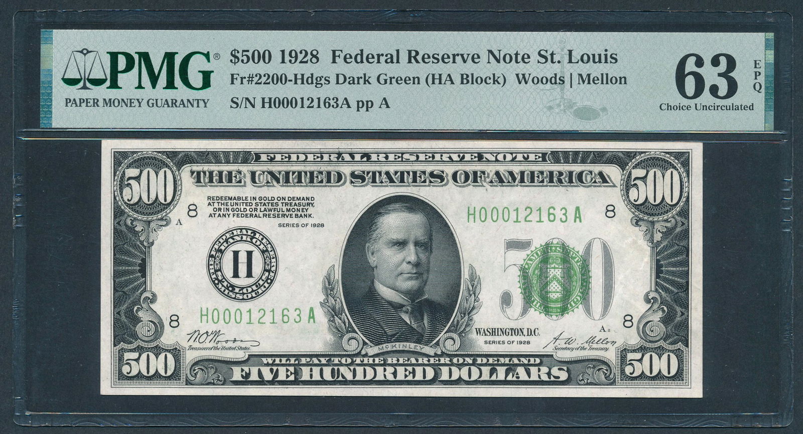 1928 $500 St Louis FRN PMG 63EPQ (1 of 2)