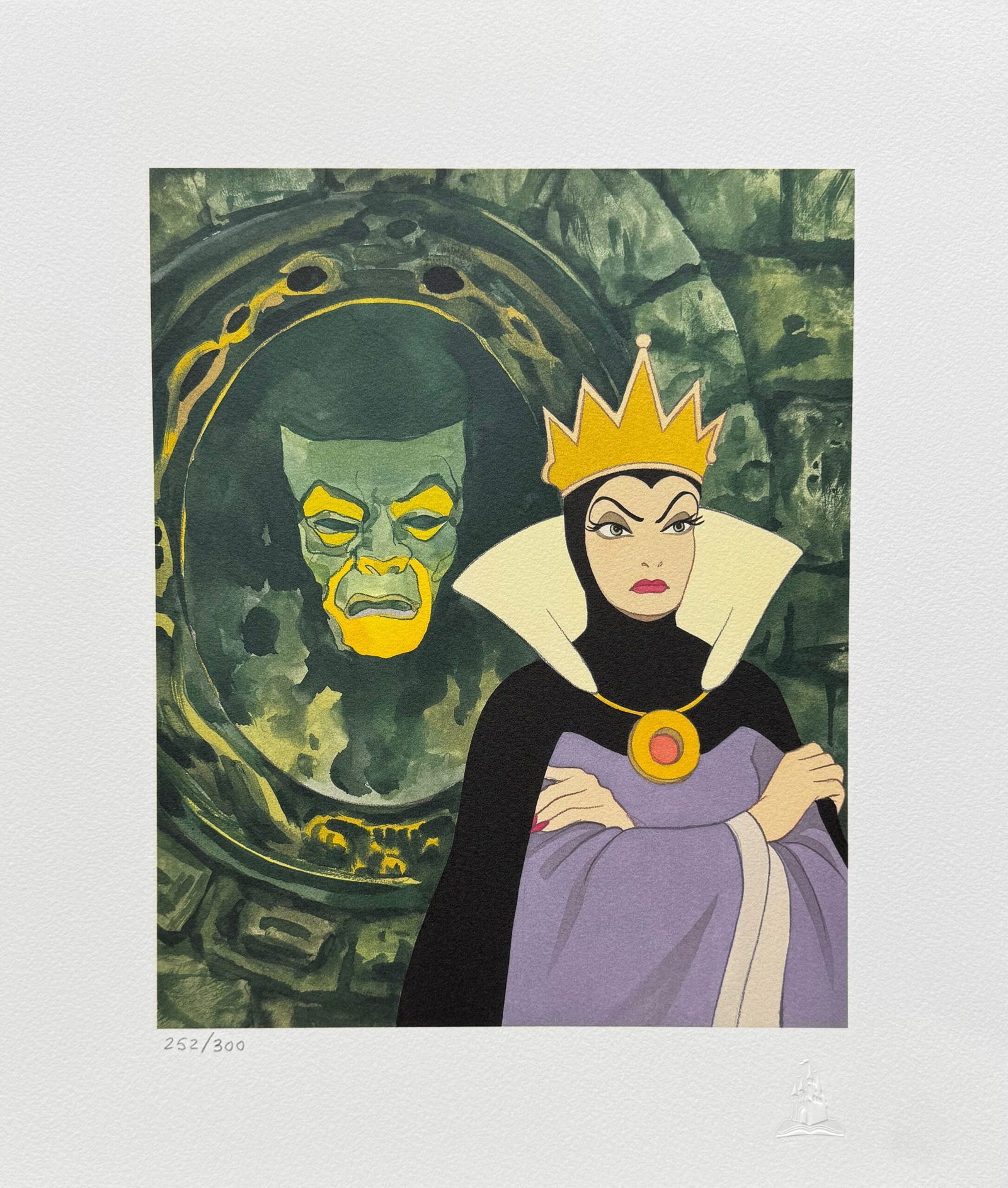 Disney Snow White Evil Queen MIRROR ON THE WALL Limited Edition Giclee: This is a limited edition giclee of the Evil Queen from Disney Snow White titled MIRROR MIRROR ON THE WALL. Published by Walt Disney Art Classics in 2000. This giclee is pencil numbered from an editio
