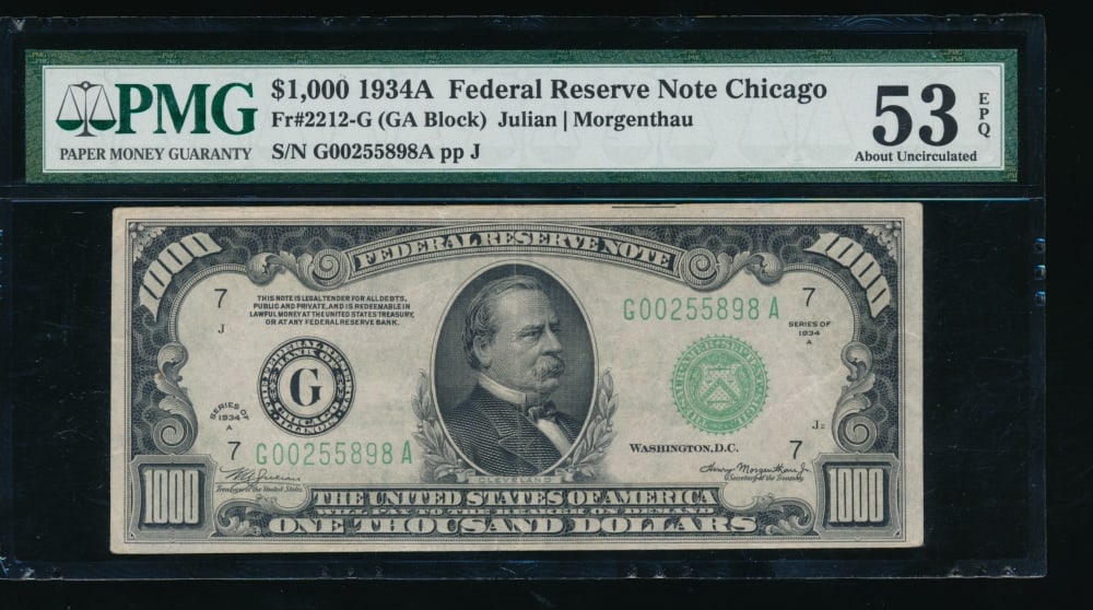 1934A $1000 Chicago FRN PMG 53EPQ (1 of 2)