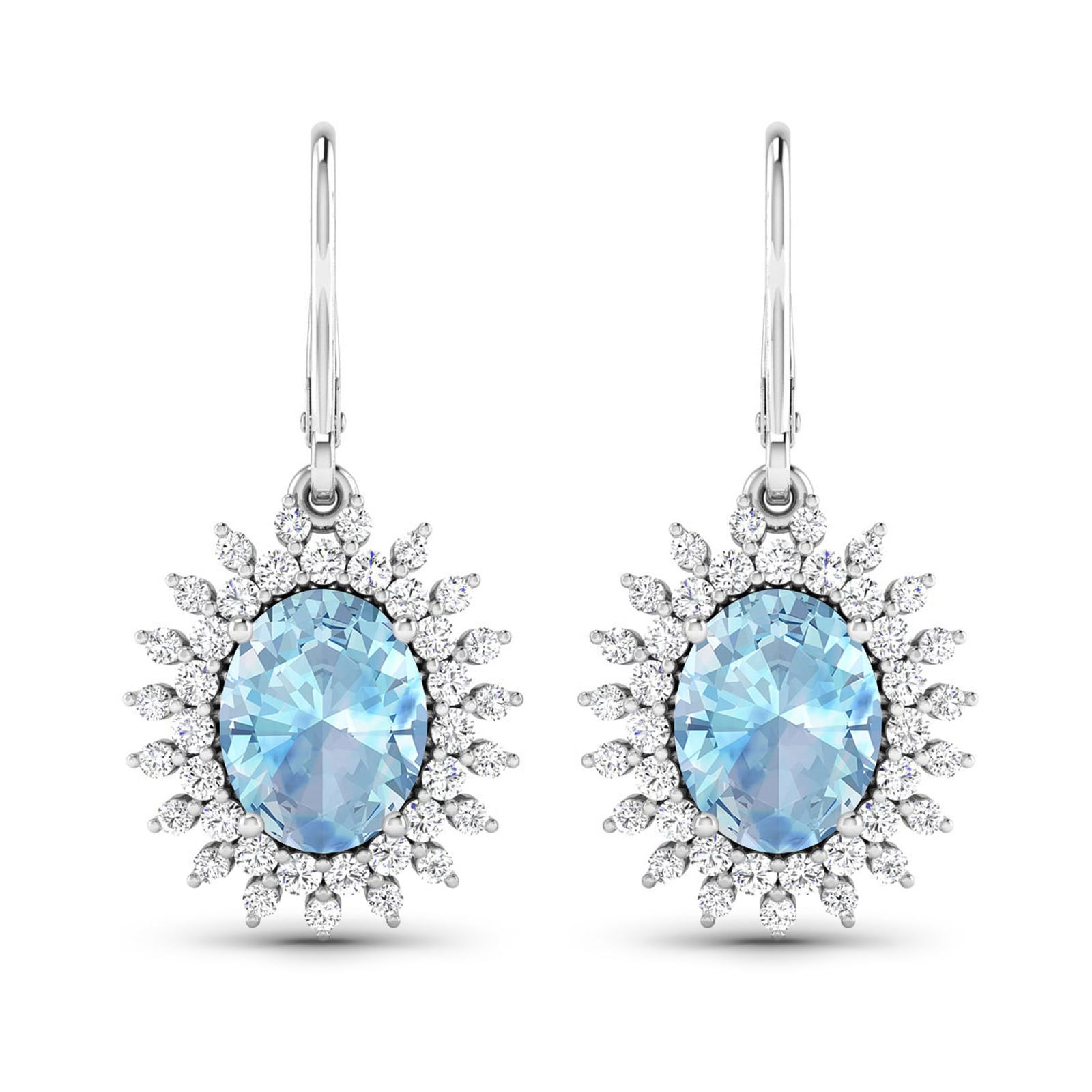 14KT White Gold 2.56ctw Aquamarine and Diamond Earrings (1 of 4)