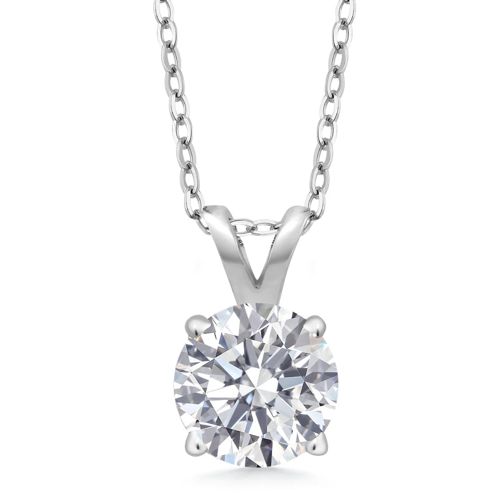 Sterling Silver 1.00ct Lab Diamond Pendant with Chain: One round Lab grown Diamond with a total weight of 1ct and measuring 6x6mm. 18 inch chain.
