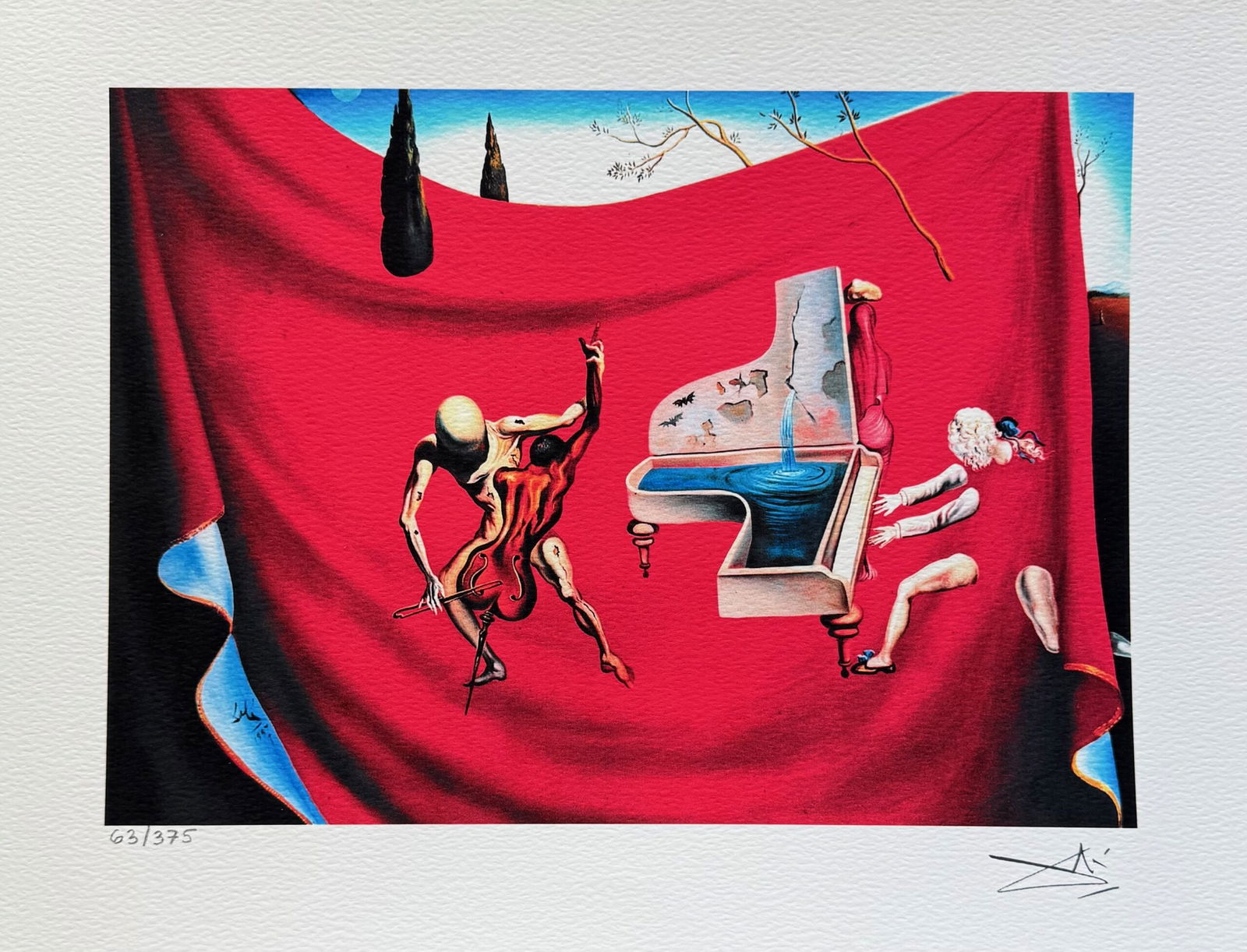 Salvador Dali MUSICAL TEMPEST Facsimile Signed & Numbered Giclee: This is a limited edition giclee titled MUSICAL TEMPEST by Salvador Dali. This piece is facsimile signed on the lower right. Pencil numbered from an edition of 375. Paper measures 12 inches x 16 inche