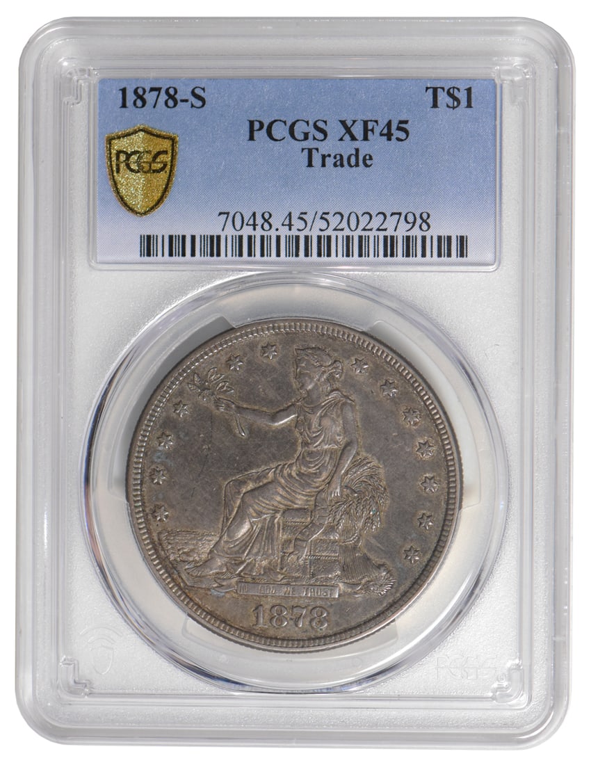 1878-S $1 Trade Dollar PCGS XF45: One 1878-S $1 Trade Dollar PCGS XF45.
