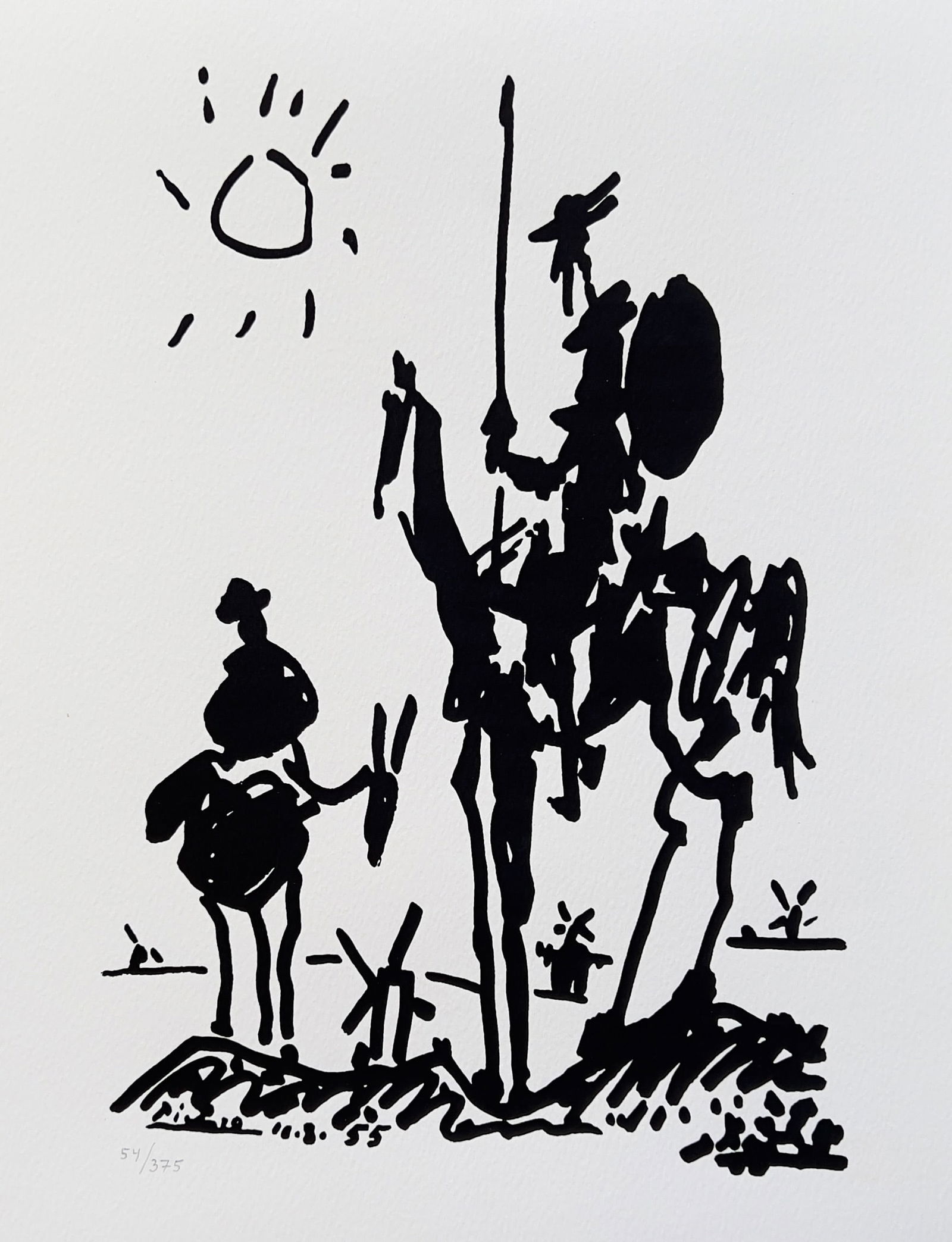 Pablo Picasso DON QUIXOTE Limited Edition Facsimile Signed Giclee: This is a PABLO PICASSO (ESTATE COLLECTION DOMAINE) (1881-1973) small giclee titled Don Quixote. This piece is facsimile signed on the lower right. Pencil numbered from an edition of 500. Paper measur