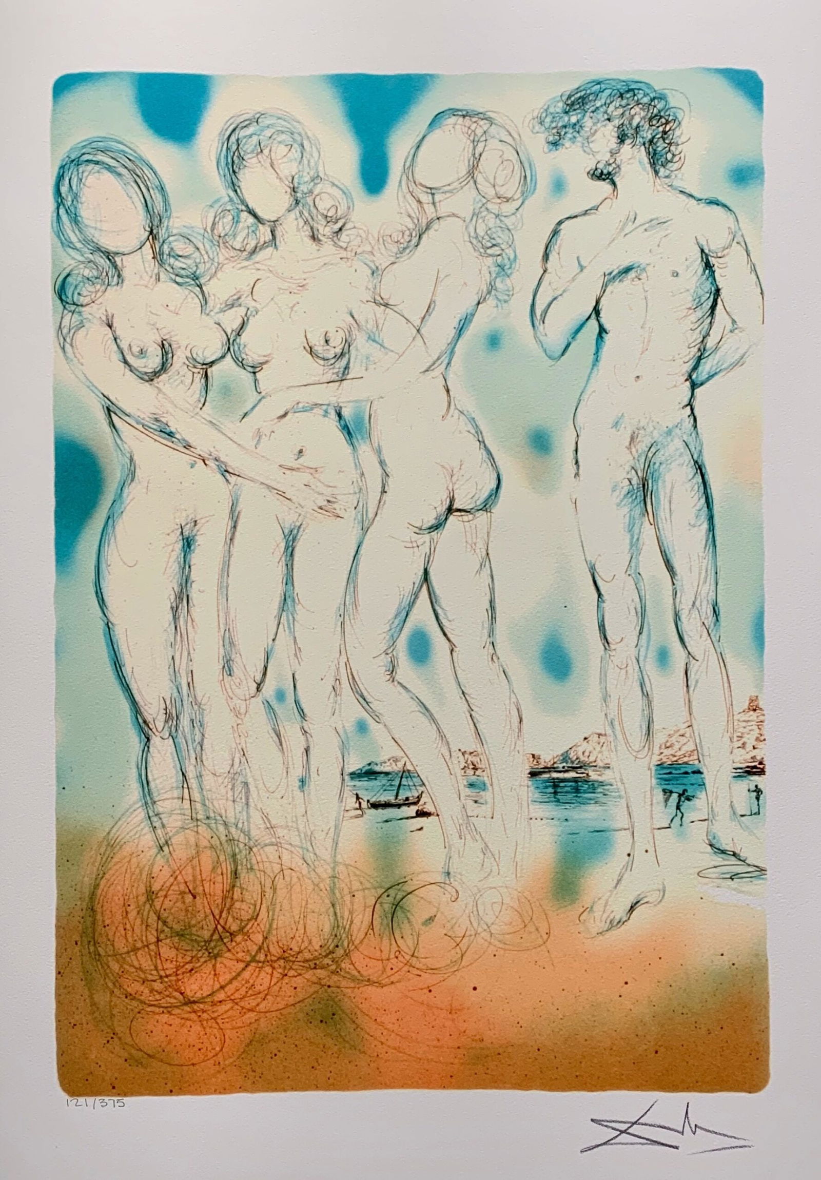 Salvador Dali JUDGEMENT OF PARIS Facsimile Signed Limited Edition Giclee: This is a limited edition giclee titled JUDGEMENT OF PARIS by Salvador Dali. This piece is facsimile signed on the lower right. Pencil numbered from an edition of 375. Paper measures 17 inches x 24 in