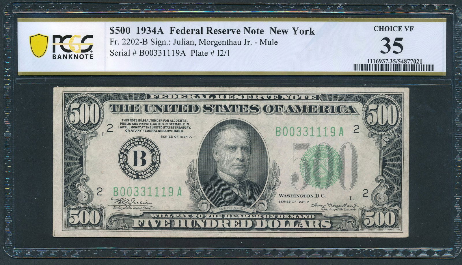 1934A $500 New York FRN PCGS 35 (1 of 2)