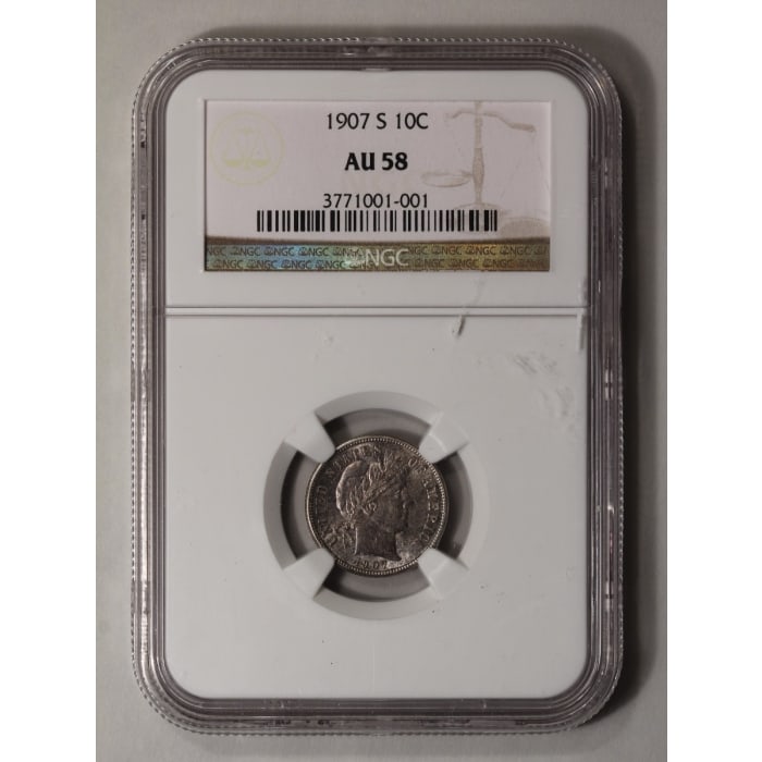 1907-S Barber Dime NGC AU58 (1 of 2)