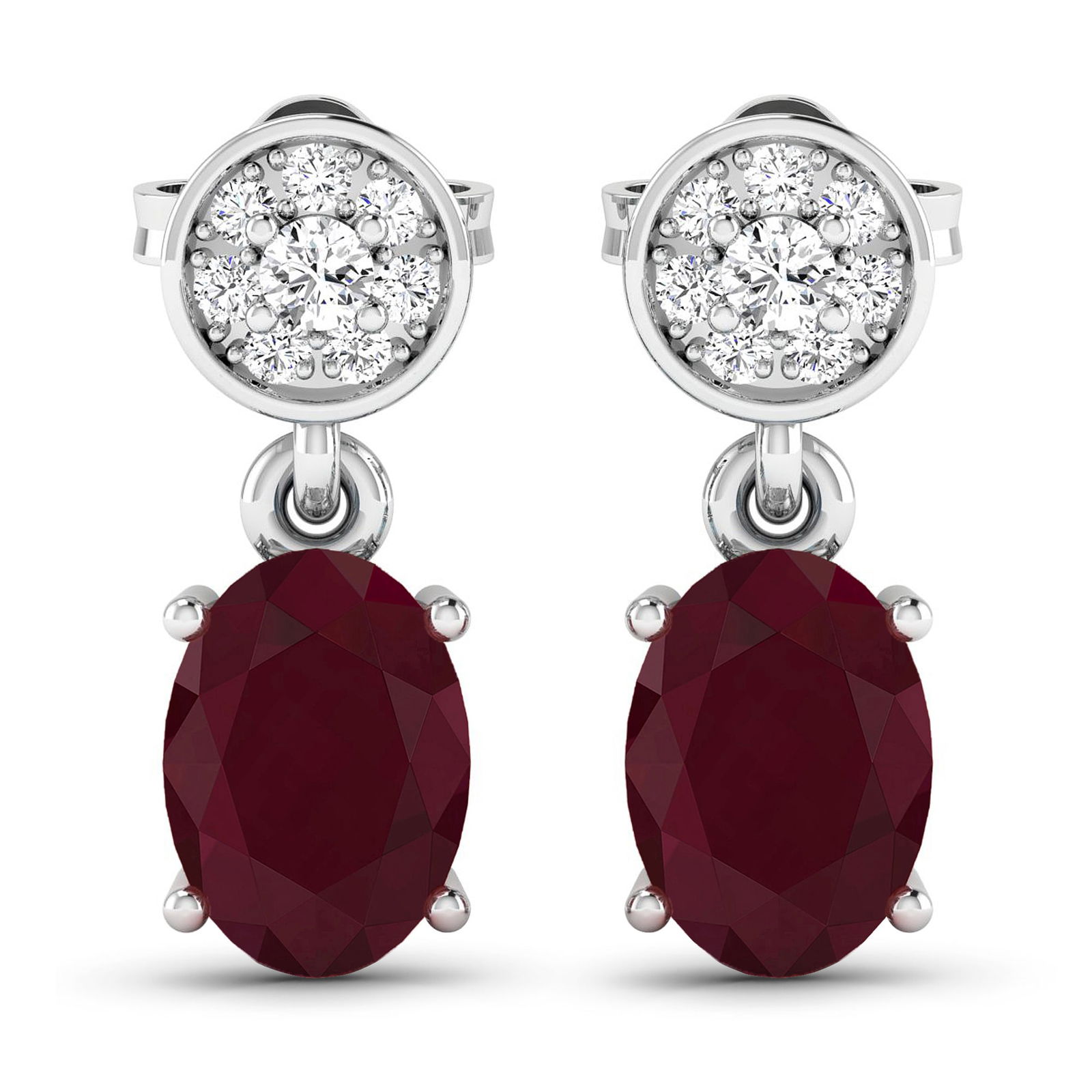 14KT White Gold 1.7ctw Ruby and Diamond Earrings (1 of 4)