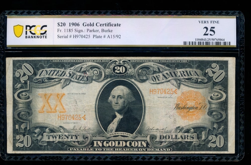 1906 $20 Gold Certificate PCGS 25 (1 of 2)