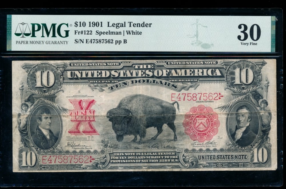 1901 $10 Bison Legal Tender Note PCGS 30 (1 of 2)