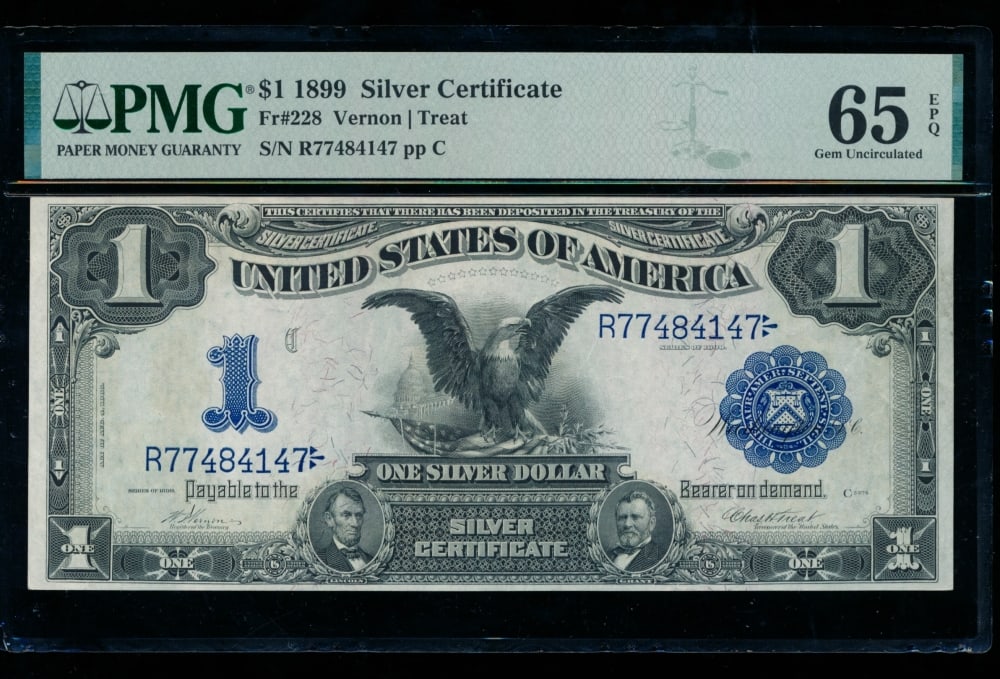 1899 $1 Black Eagle Silver Certificate PMG 65EPQ (1 of 2)