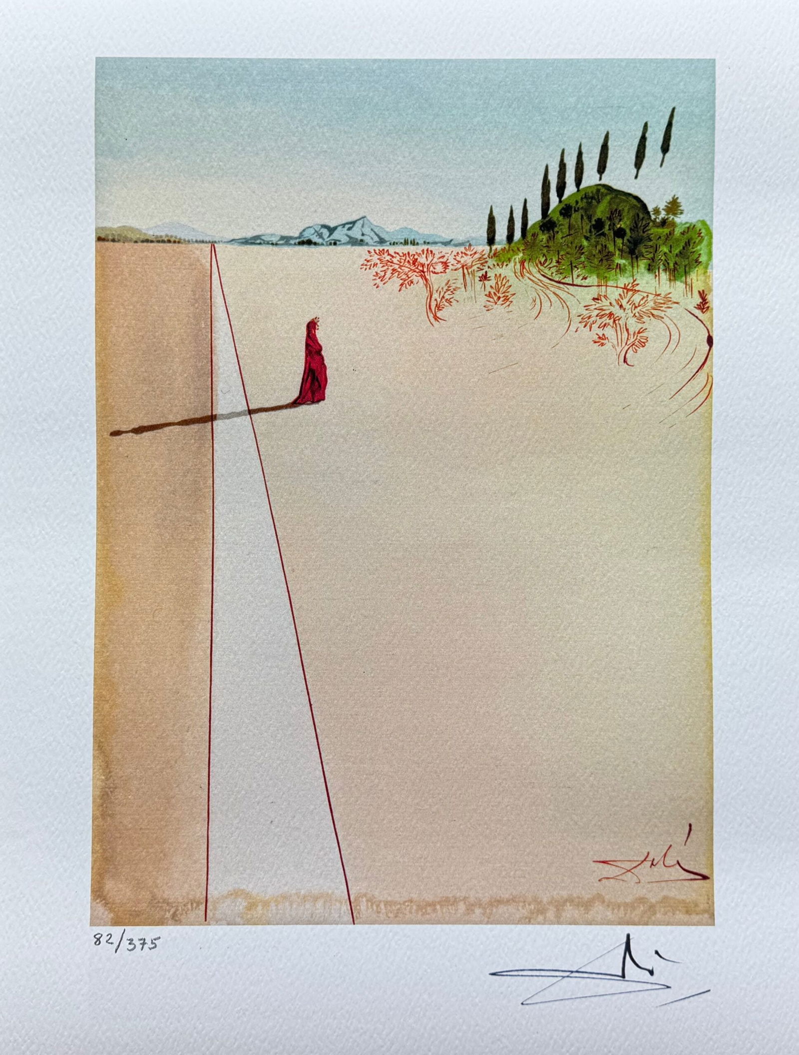 Salvador Dali Divine Comedy INFERNO #1 Facsimile Signed Limited Edition Giclee: This is a limited edition giclee titled Departure in the Grand Voyage as Inferno #1 from the Divine Comedy suite. This piece is facsimile signed on the lower right. Pencil numbered from an edition of