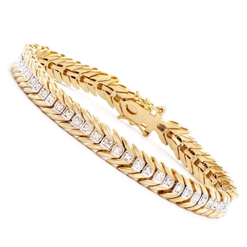 Plated 18KT Yellow Gold Diamond Bracelet (1 of 2)