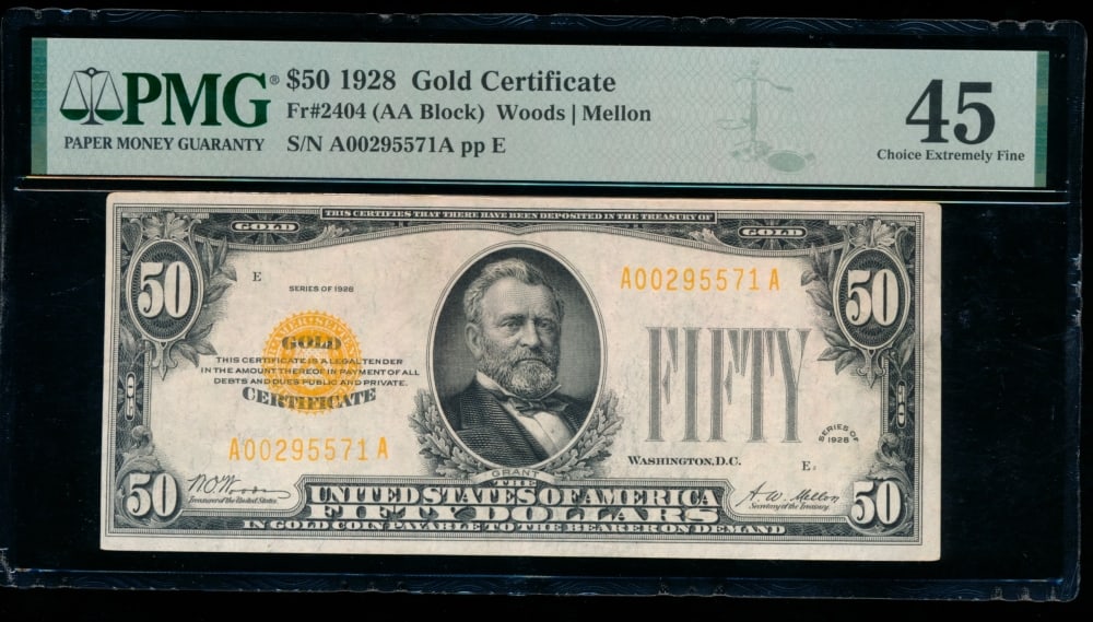 1928 $50 Gold Certificate PMG 45 (1 of 2)