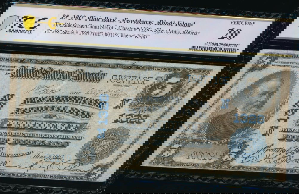 1902 $5 Providence RI National PCGS 20 (1 of 2)