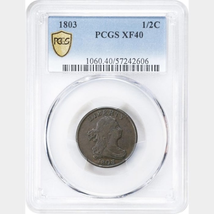 1803 Draped Bust Half Cent PCGS XF40BN (1 of 2)