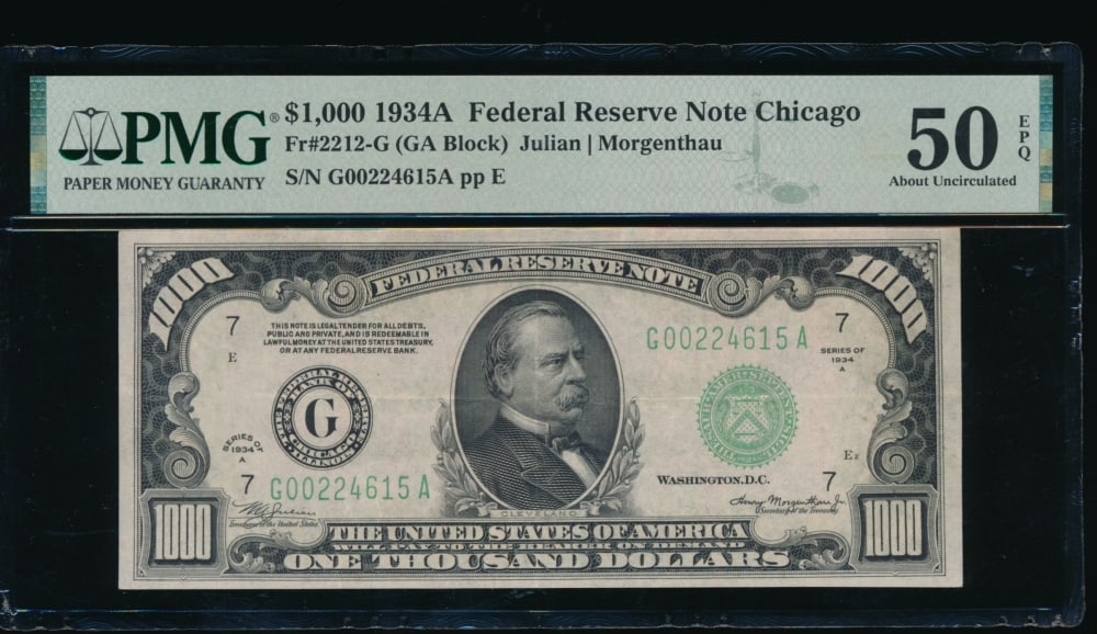 1934A $1000 Chicago FRN PMG 50EPQ (1 of 2)