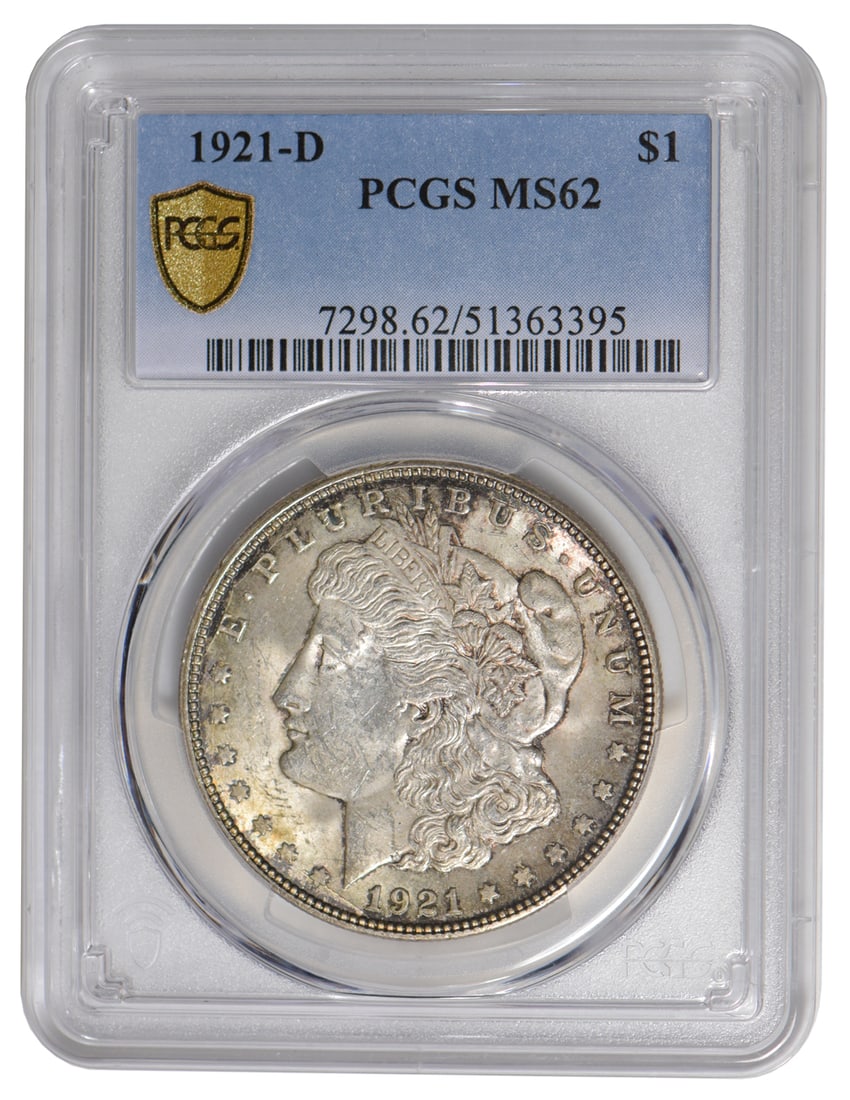 1921-D $1 Morgan Silver Dollar PCGS MS62 (1 of 2)