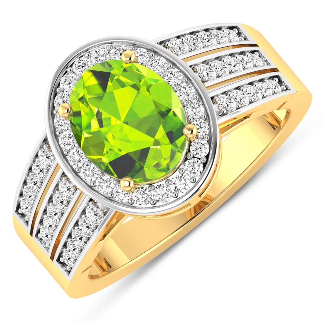 14KT Yellow Gold 1.6ctw Peridot and Diamond Ring (1 of 4)