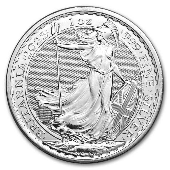 2025 Great Britain 1 oz Britannia Silver BU Coin: One 2025 Great Britain 1 oz Britannia Silver BU Coin.
