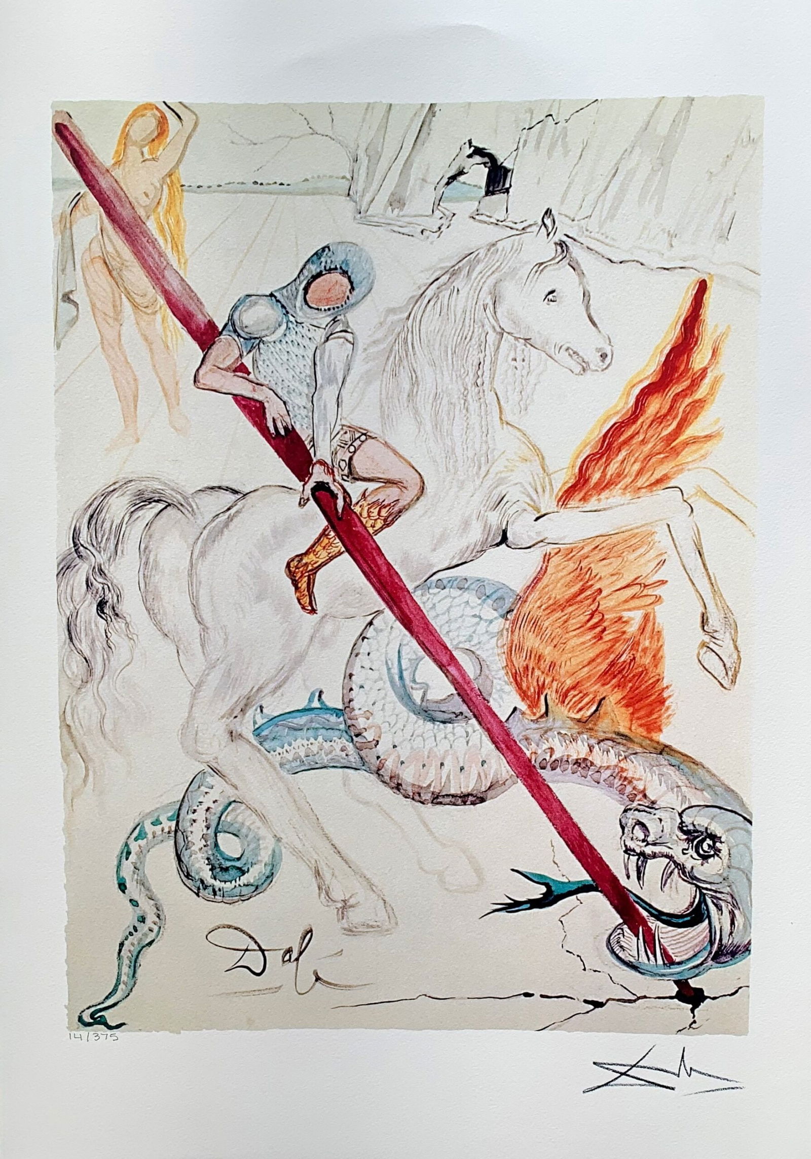 Salvador Dali ST GEORGE & THE DRAGON Facsimile Signed Limited Edition Giclee (1 of 1)