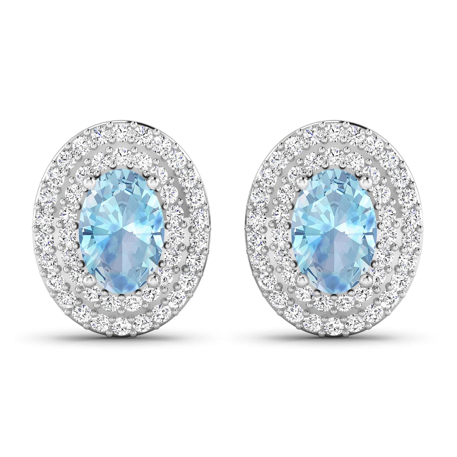 14KT White Gold 0.7ctw Aquamarine and Diamond Earrings (1 of 4)