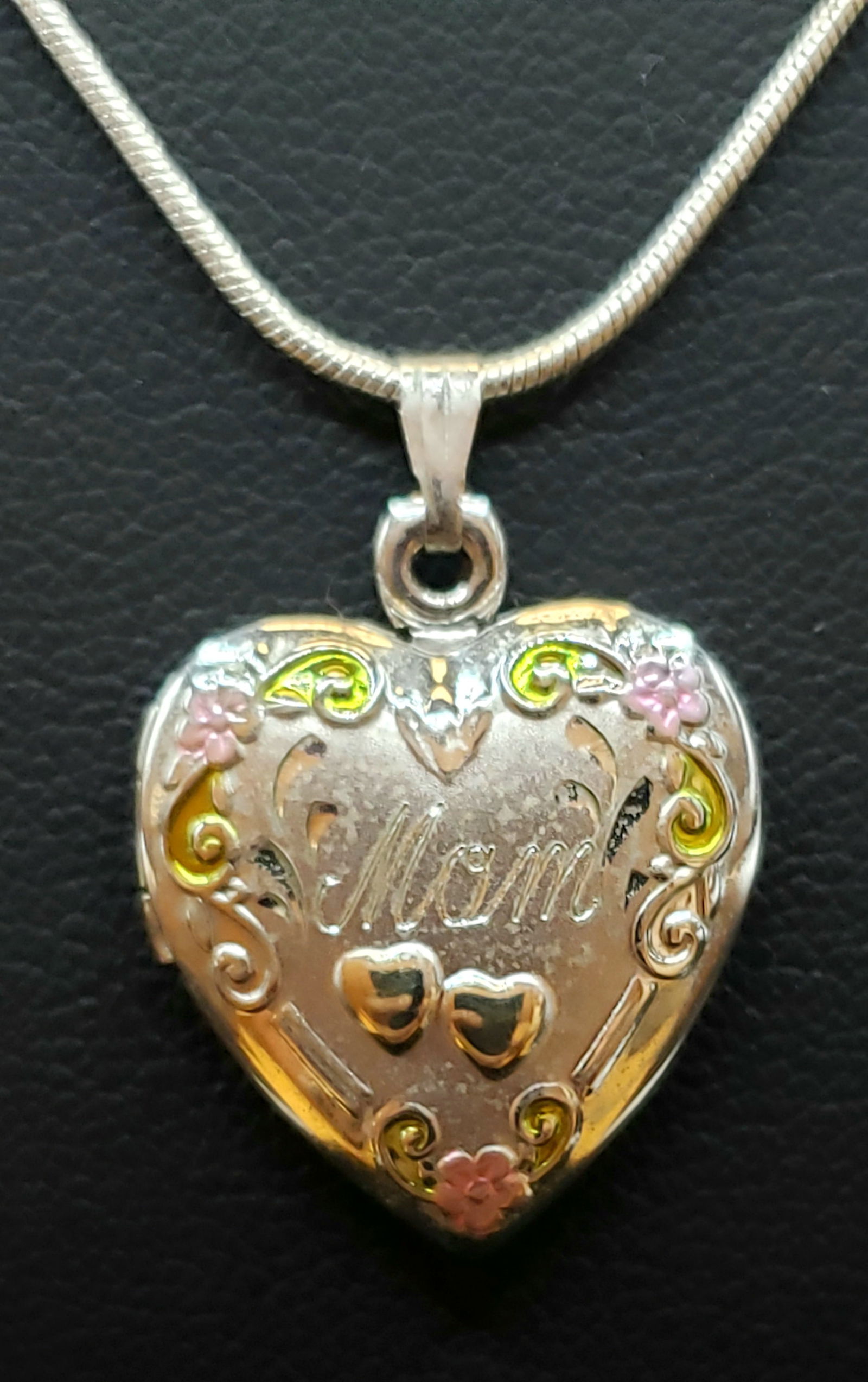 Sterling Silver Mom Heart Locket Necklace (1 of 6)