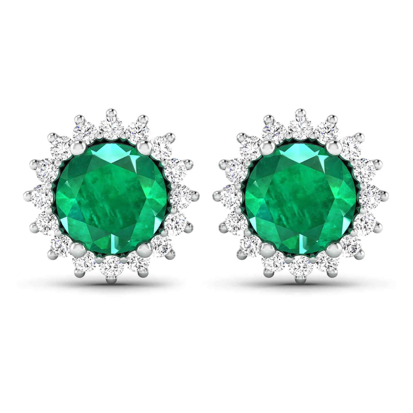 14KT White Gold 1.36ctw Zambian Emerald and Diamond Earrings (1 of 4)