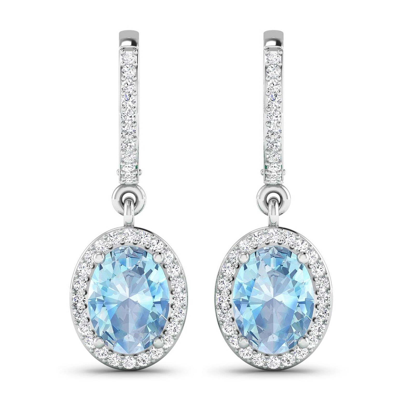14KT White Gold 1.92ctw Aquamarine and Diamond Earrings (1 of 4)